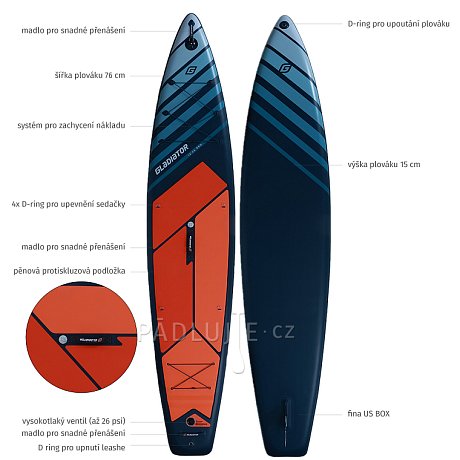 Paddleboard GLADIATOR PRO 12'6 SPORT s karbon pádlem 2026 - nafukovací