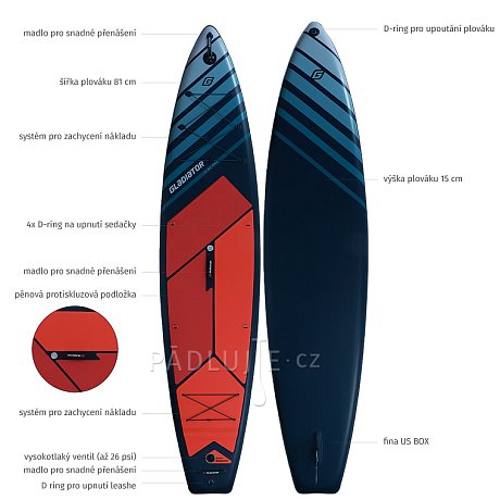 Paddleboard GLADIATOR PRO 12'6 TOURING s karbon pádlem 2026 - nafukovací