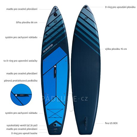 Paddleboard GLADIATOR PRO 12'6 WIDE s karbon pádlem 2026 - nafukovací