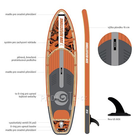 Paddleboard SUN REFLECTIONS XXL 11'6'' COMBO Orange - nafukovací