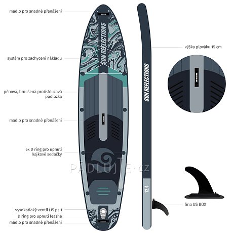 Paddleboard SUN REFLECTIONS MULTI 12'4'' MINICOMBO Forest grey - nafukovací