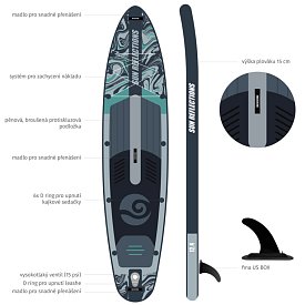 Paddleboard SUN REFLECTIONS MULTI 12'4'' MINICOMBO Forest grey - nafukovací