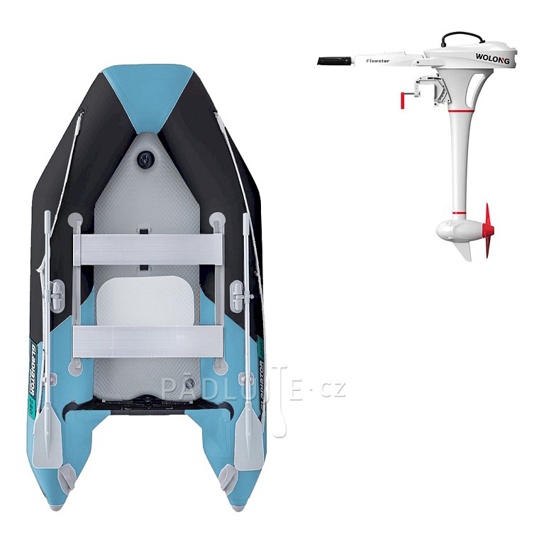 Člun GLADIATOR LIGHT AK280AD black-turquoise - nafukovací člun s vysokotlakou podlahou