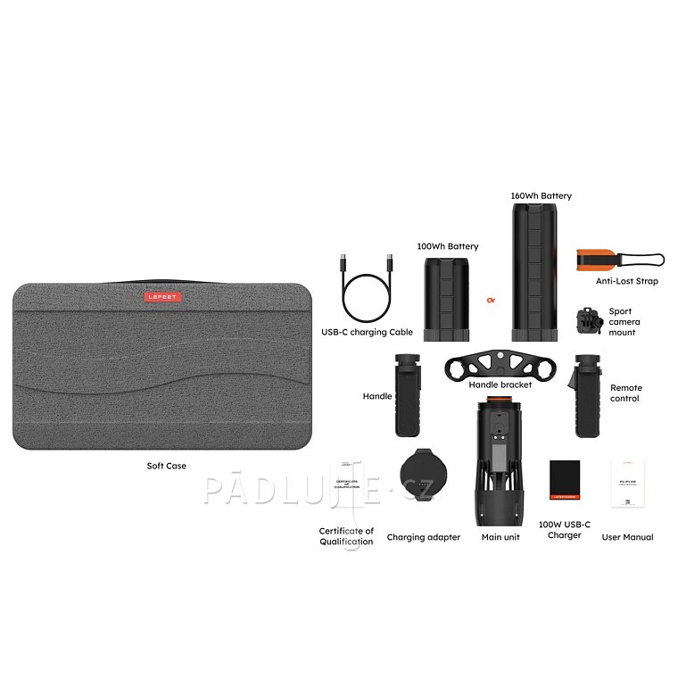 Elektrický vodní skútr LEFEET P1 GRAY 100Wh, 20lb