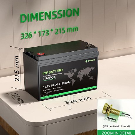 Baterie IMPROVE 100Ah 12.8V  LiFePO4 Bluetooth