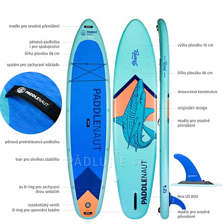 Paddleboard PADDLENAUT SHARKO MULTI 12'4'' MINICOMBO 2026 - nafukovací
