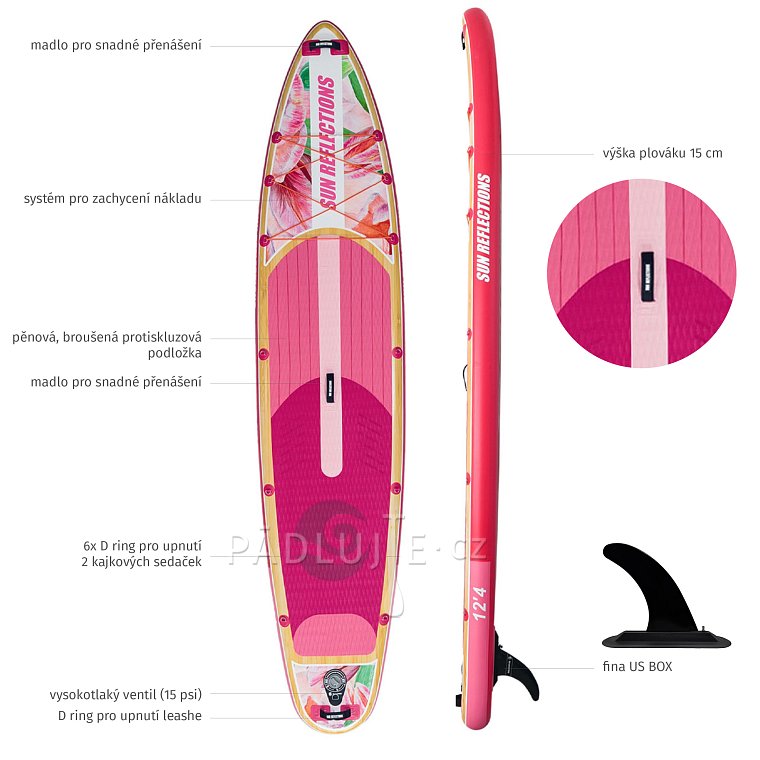 Paddleboard SUN REFLECTIONS MULTI 12'4'' MINICOMBO Soft Blush - nafukovací