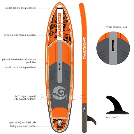 Paddleboard SUN REFLECTIONS MULTI 12'4'' MINICOMBO Orange - nafukovací