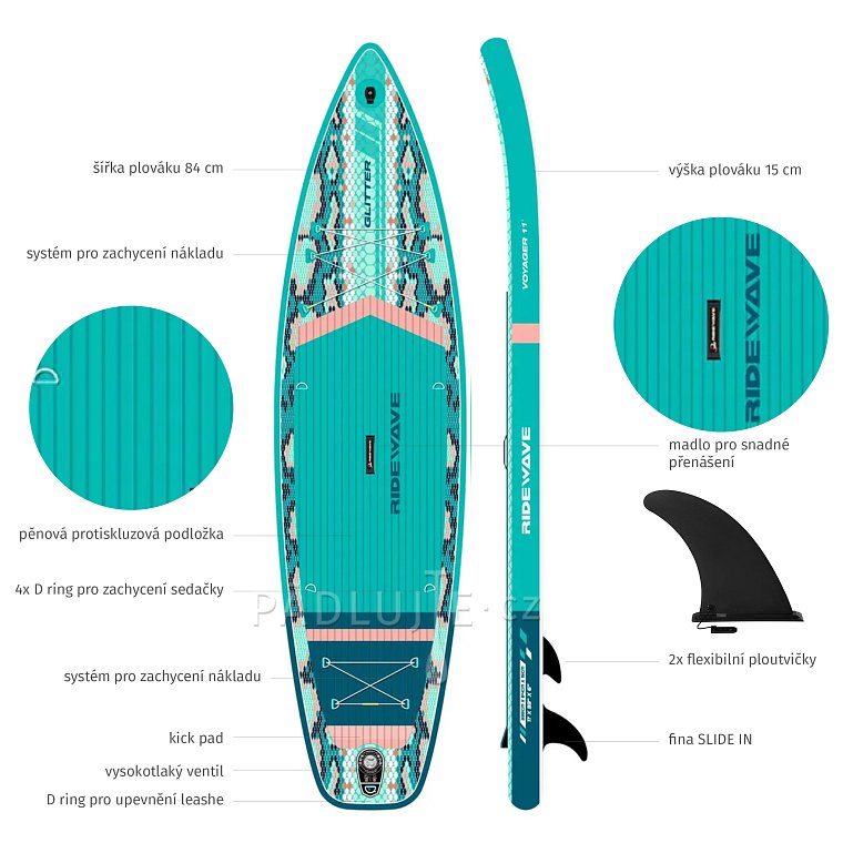 Paddleboard RIDEWAVE New Voyager 11' Touring - nafukovací