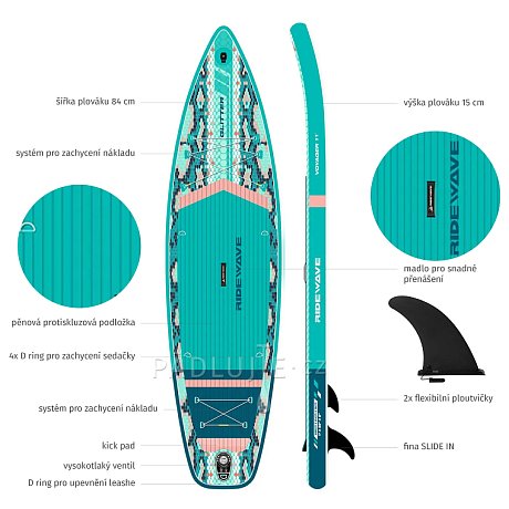 Paddleboard RIDEWAVE New Voyager 11' Touring - nafukovací