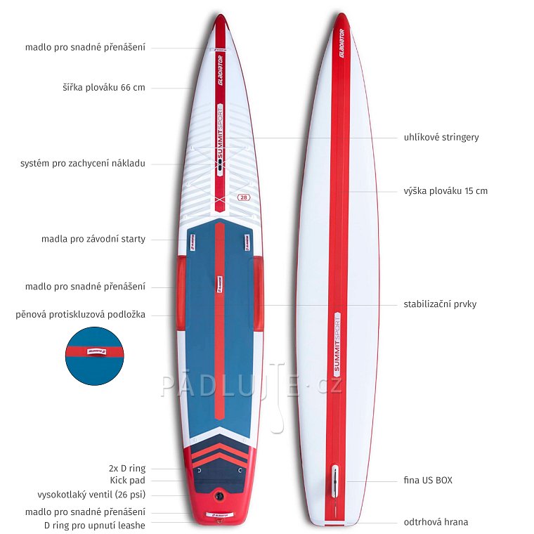 Paddleboard SUP GLADIATOR SUMMIT SPORT 14' x 28'' - nafukovací paddleboard