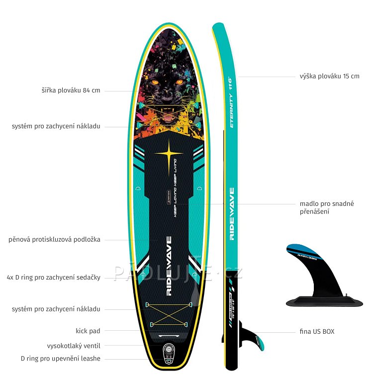Paddleboard RIDEWAVE Nebula Pard 11'6'' Combo - nafukovací