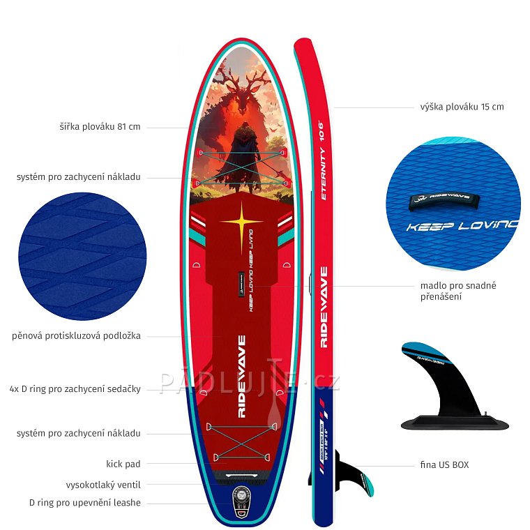 Paddleboard RIDEWAVE Embered 10'6'' Combo - nafukovací